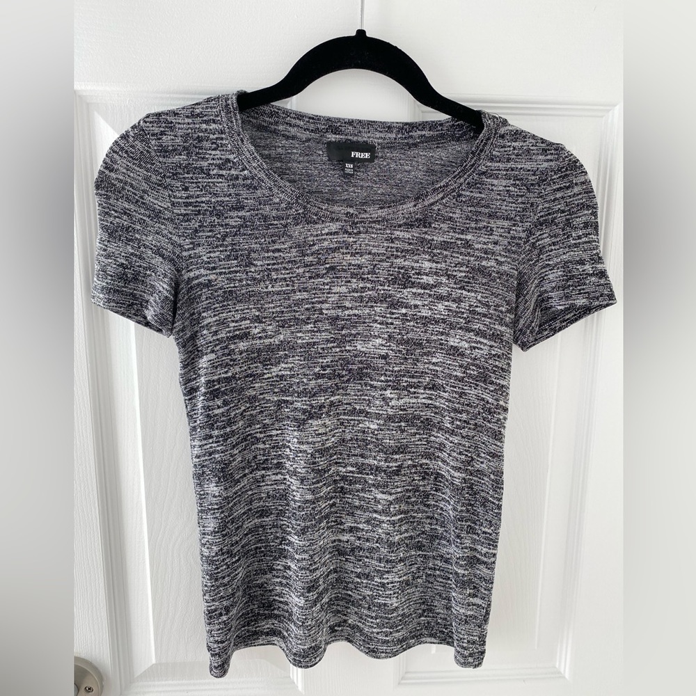 Aritzia Wilfred Free Dark Gray Heather Stretch Knit Shirt XXS